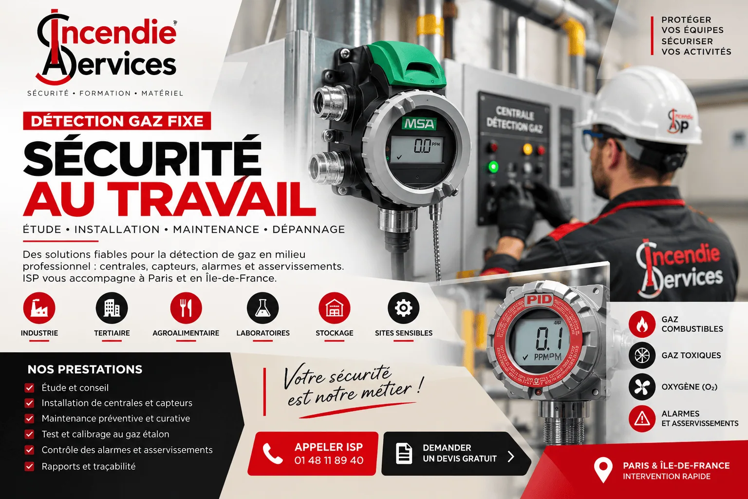 Maintenance Centrale de Détection Gaz Fixe - Entretien Centrale de Détection Gaz Fixe | Incendie Services